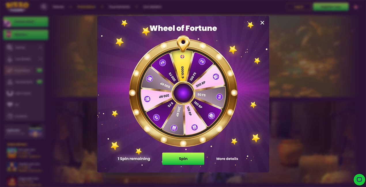 Fortune Wheel at Bizzo Casino