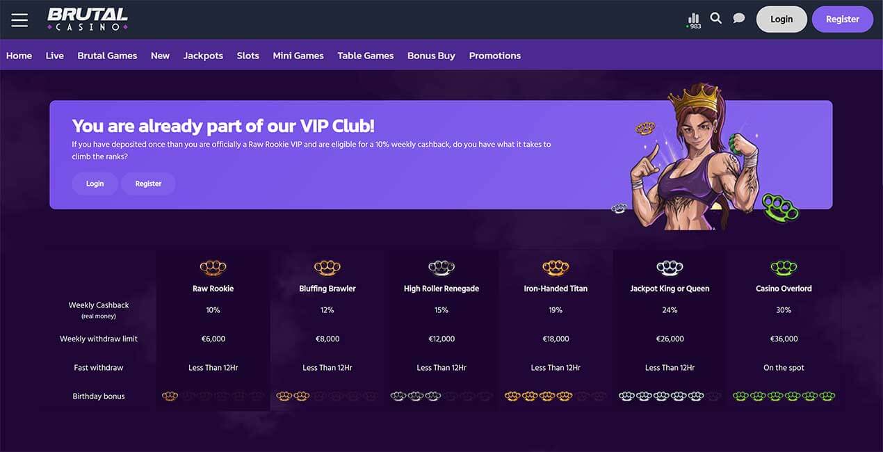 VIP Club at Brutal casino