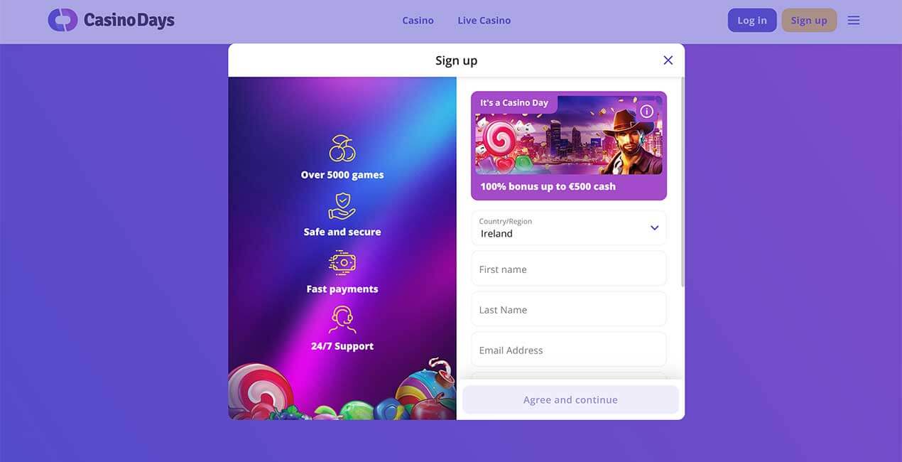 Register at Casino Days