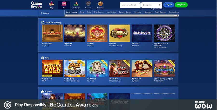 Casino Heroes Games