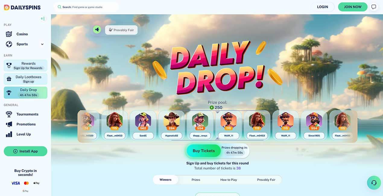 Daily Drop at Dailyspins casino
