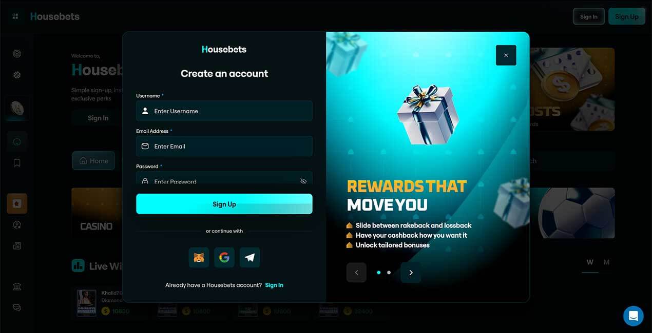 Register at Housebets casino