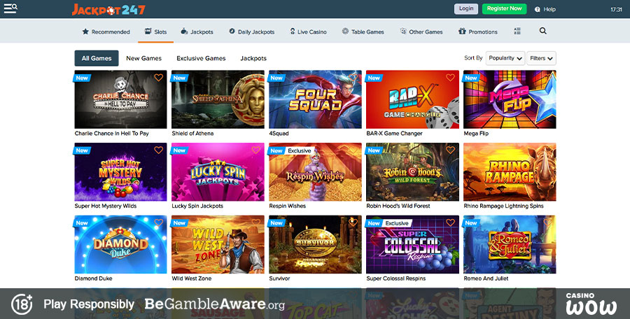 Jackpot247 Casino Games
