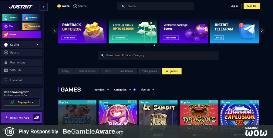 JustBit Casino Games