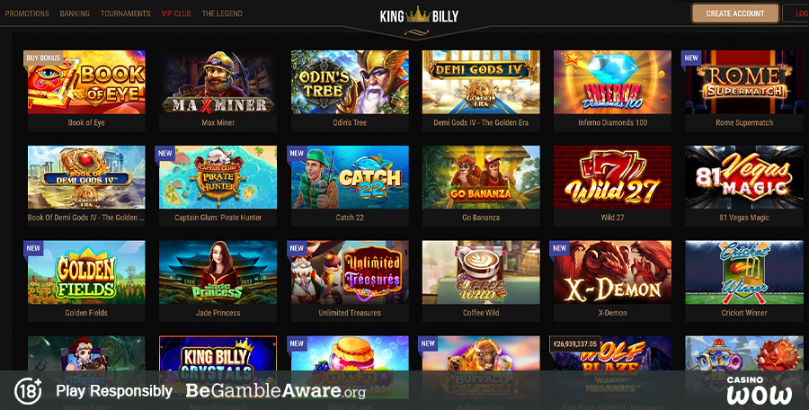 King Billy Casino Games