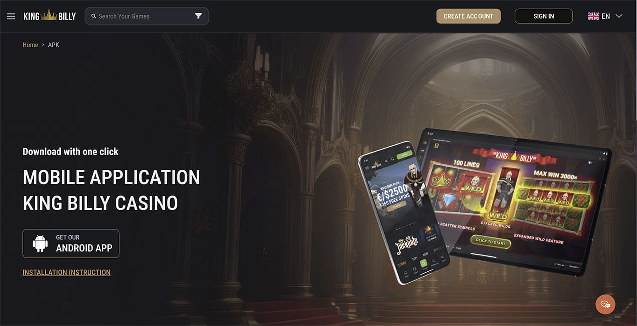 King Billy casino mobile app