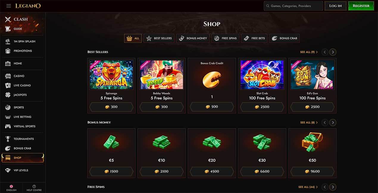 Legiano casino Bonus Shop