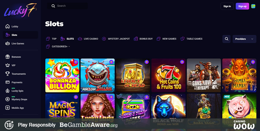 Lucky7even Casino Games