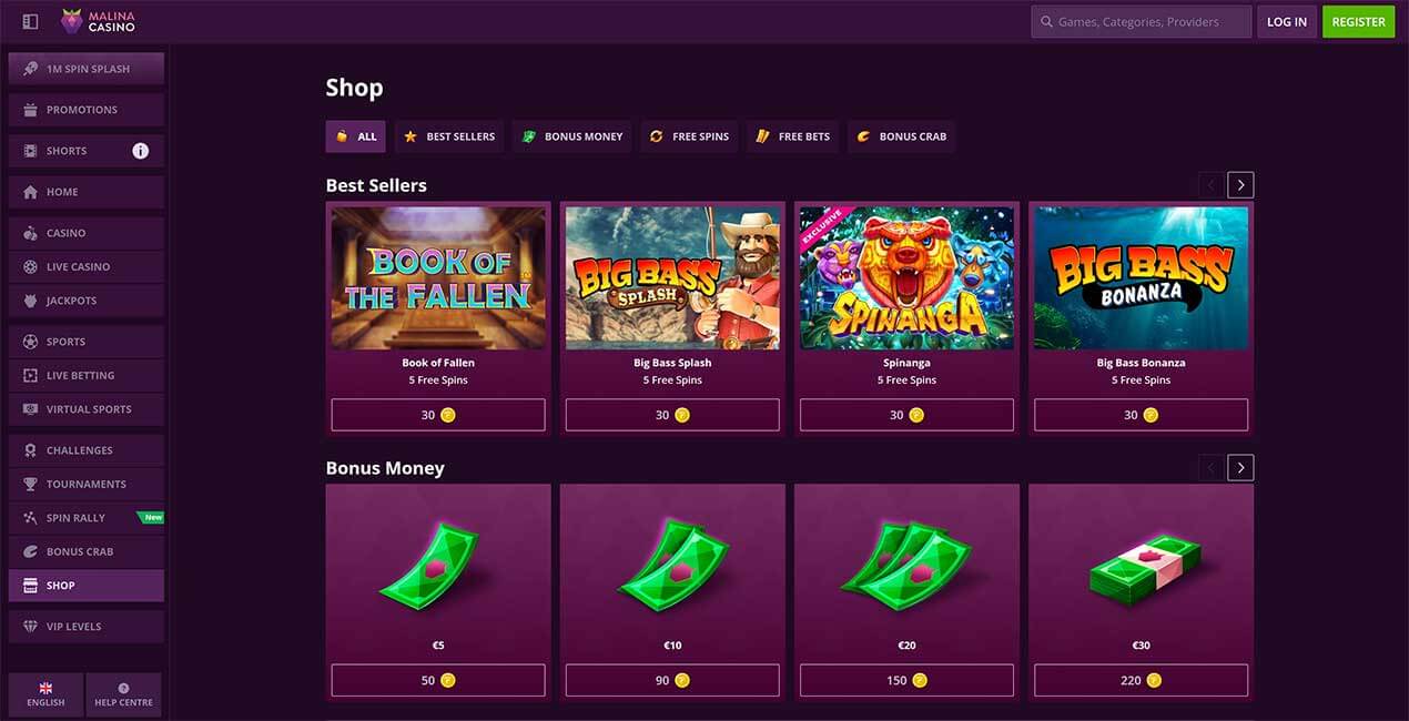 Tienda de Bonos de Malina Casino