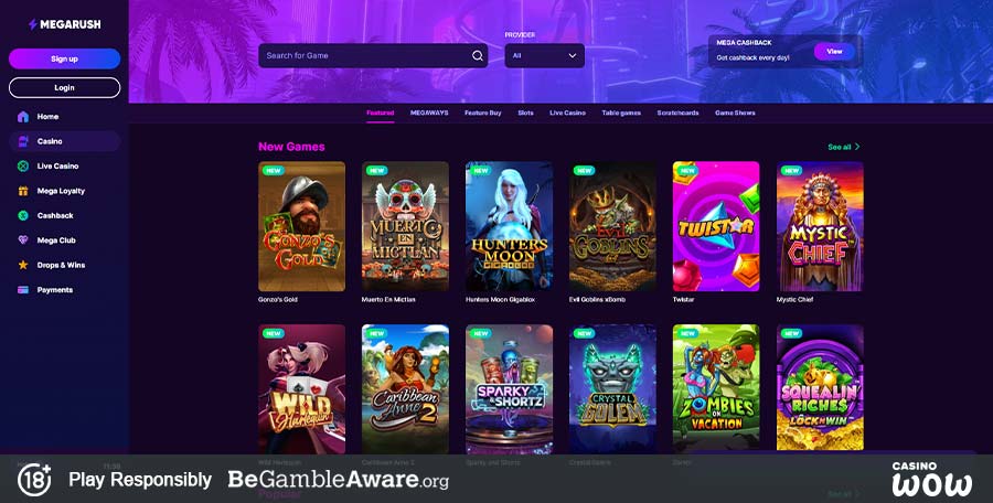 MegaRush Casino Games