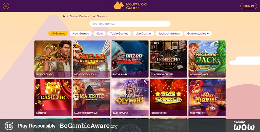 Mount Gold Casino Games