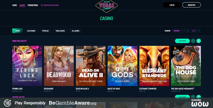 Neon Vegas Casino Games