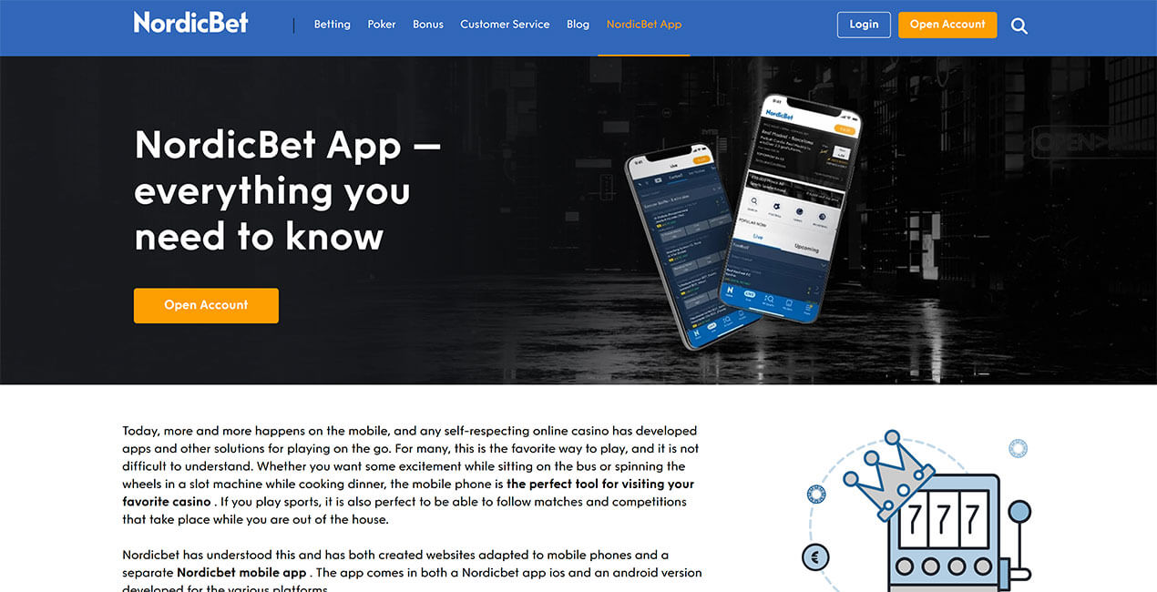 NordicBet casino mobile app