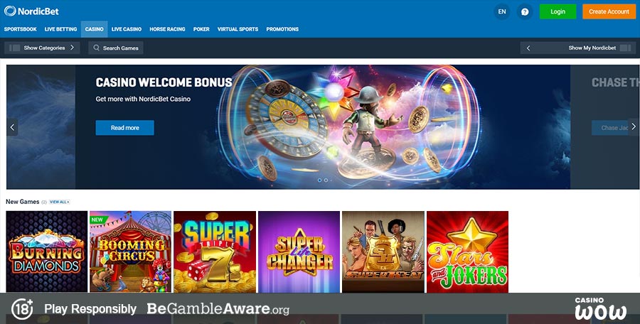 NordicBet Casino Lobby