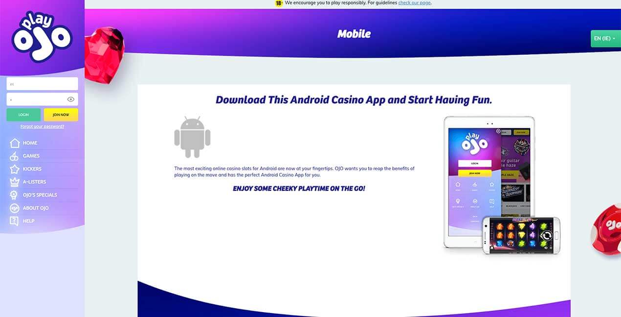 PlayOJO's mobile app
