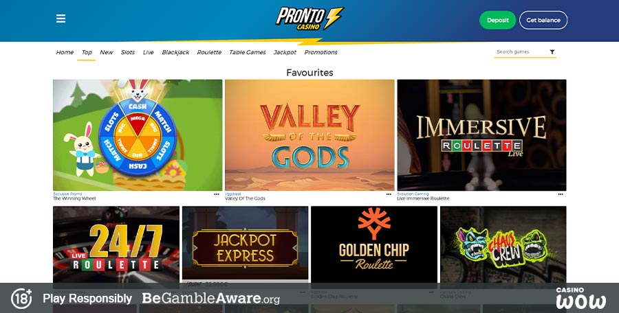 Pronto Casino Games