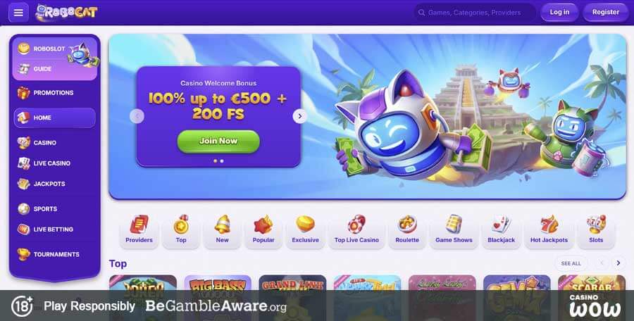 RoboCat Casino Lobby