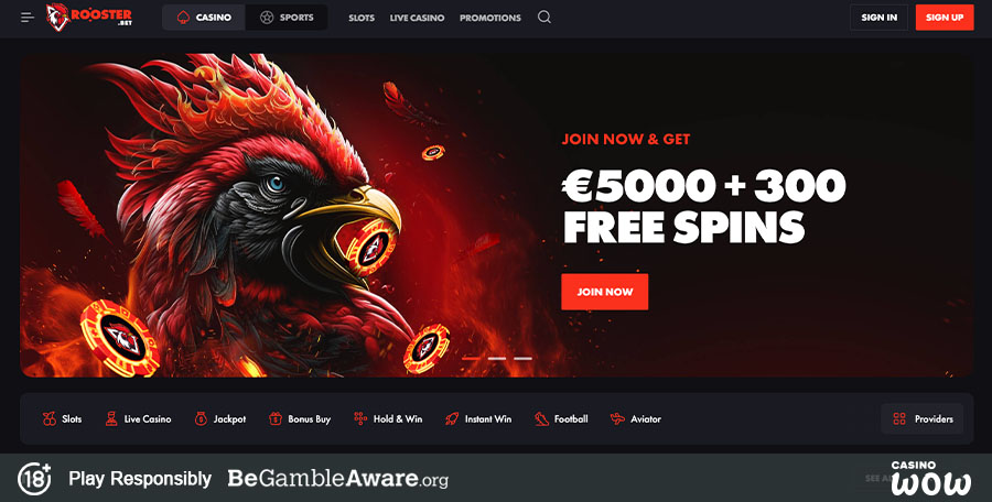 Rooster Bet Casino Lobby