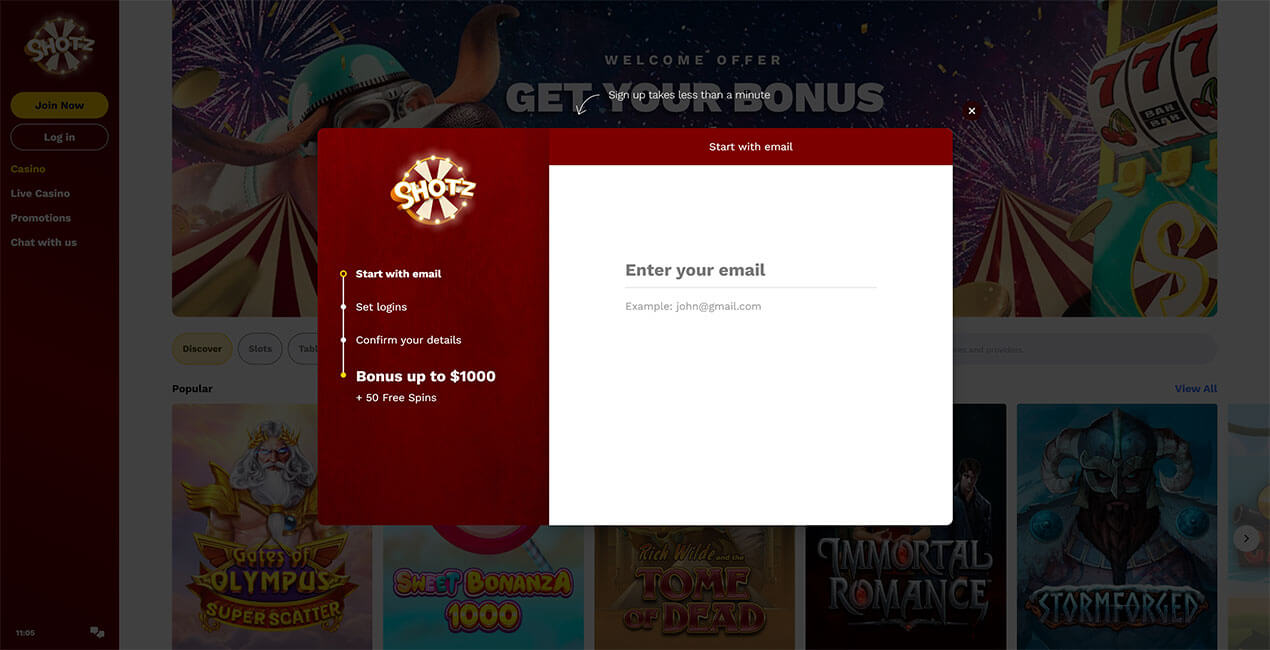 Shotz casino registration