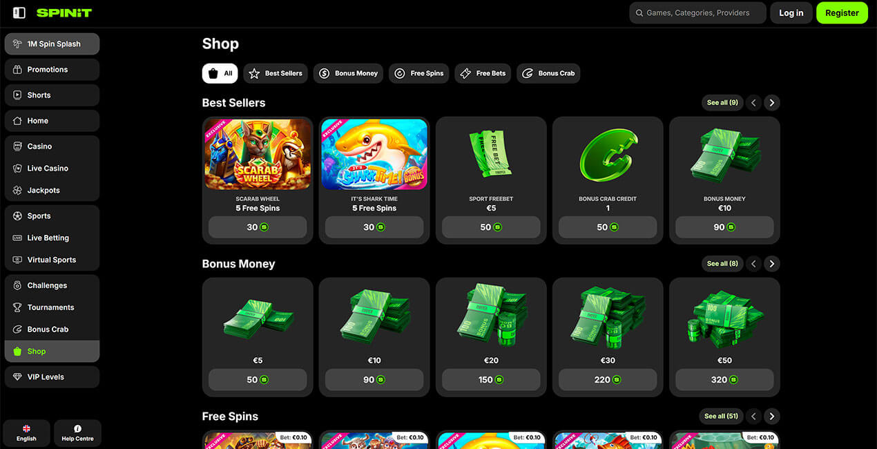 SPINiT casino Bonus Shop