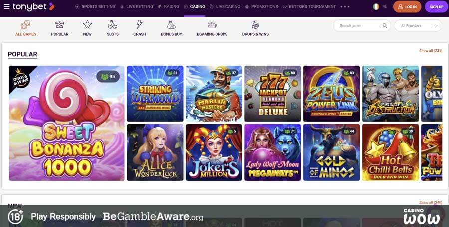 Tonybet Casino Games