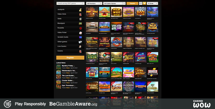 Videoslots Casino Games