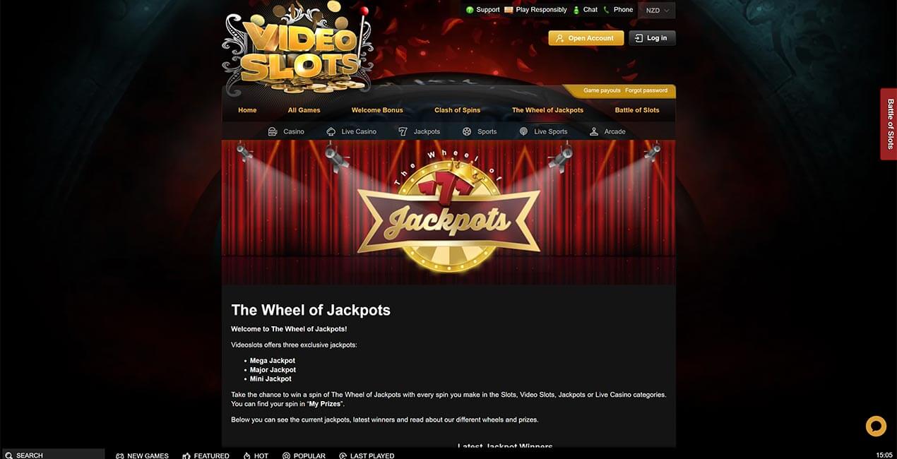 Wheel of Jackpots at Videoslots