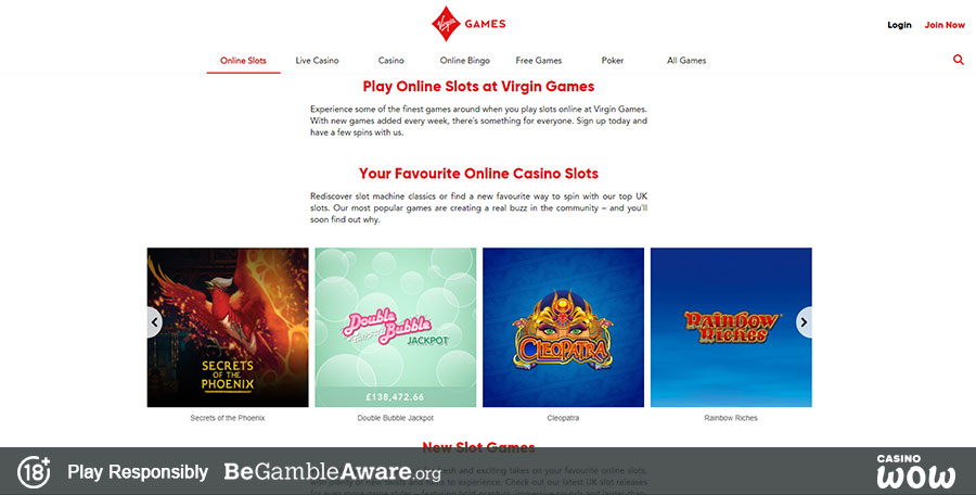 Virgin Games Casino Games
