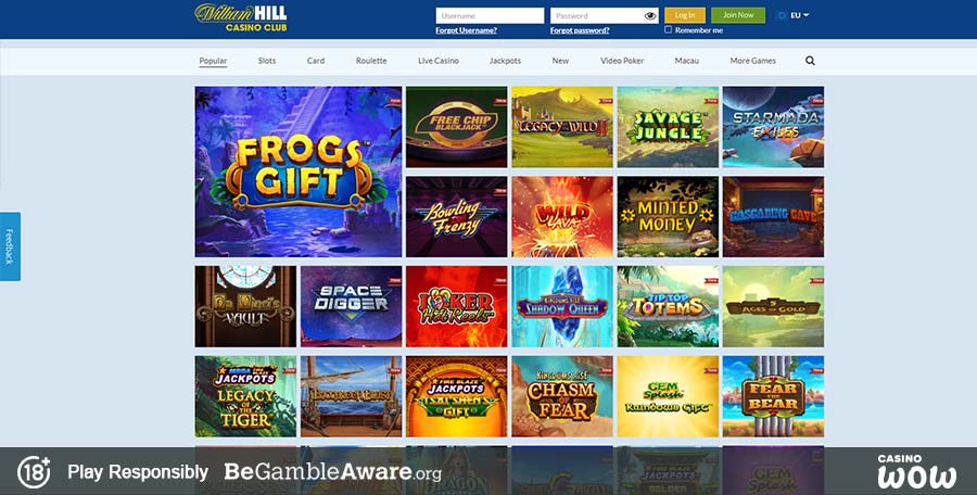 William Hill Casino Club Games