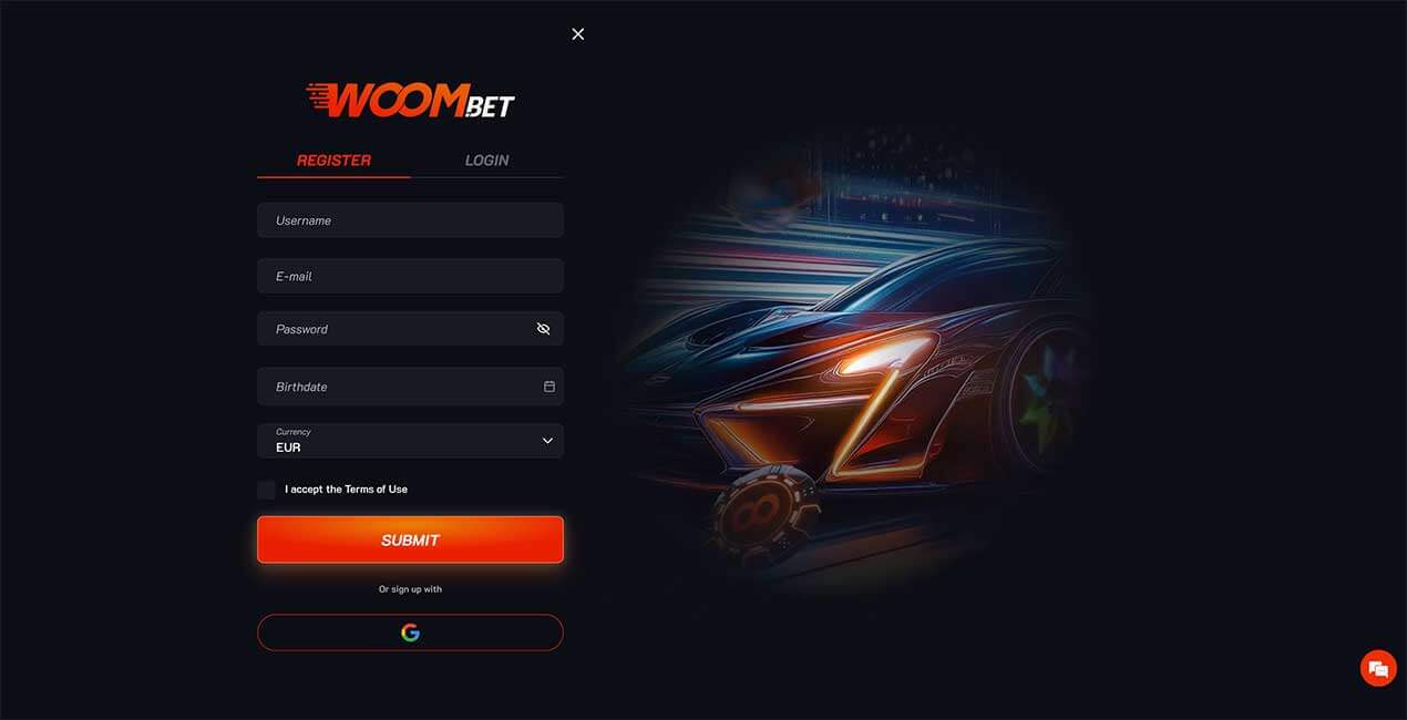 Woom.bet casino Registration
